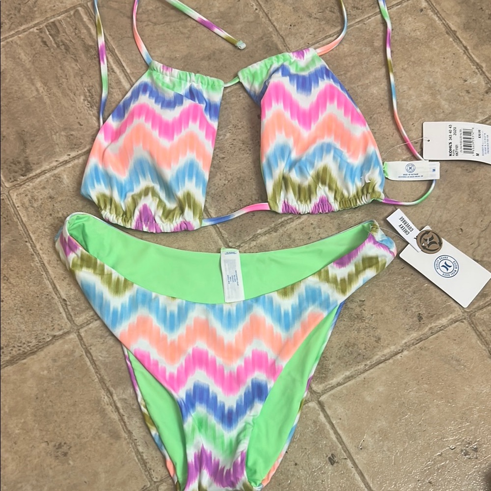 Hurley Green and Blue Bikini Set